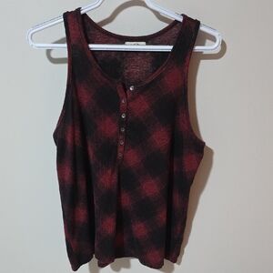 Maurices Red and Black Plaid Tank Top
